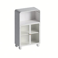 45.28 Inch Tall Freestanding Storage Cabinet With Glass Door And Shelves For Bathroom Living Room Kitchen Home Office Green