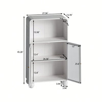 45.28 Inch Tall Freestanding Storage Cabinet With Glass Door And Shelves For Bathroom Living Room Kitchen Home Office Green