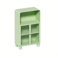 45.28 Inch Tall Freestanding Storage Cabinet With Glass Door And Shelves For Bathroom Living Room Kitchen Home Office Green