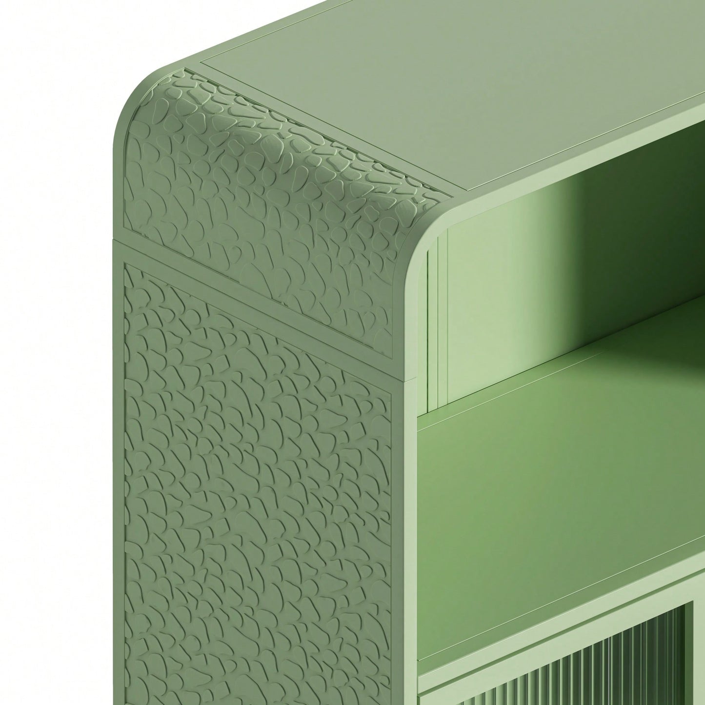 45.28 Inch Tall Freestanding Storage Cabinet With Glass Door And Shelves For Bathroom Living Room Kitchen Home Office Green