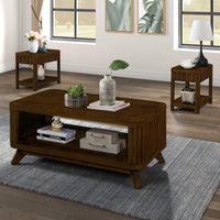 Rectangular Wooden Coffee Table With Open Storage Shelf For Living Room Easy Assembly Walnut Finish 41.5-Inch Center Table