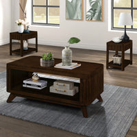 Rectangular Wooden Coffee Table With Open Storage Shelf For Living Room Easy Assembly Walnut Finish 41.5-Inch Center Table
