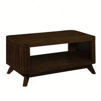 Rectangular Wooden Coffee Table With Open Storage Shelf For Living Room Easy Assembly Walnut Finish 41.5-Inch Center Table