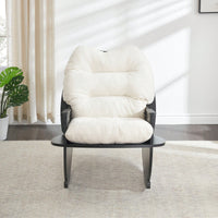 30.31 Inch Rocking Chair For Adults And Kids - Casual Comfort Seat For Balcony And Lunch Breaks Beige