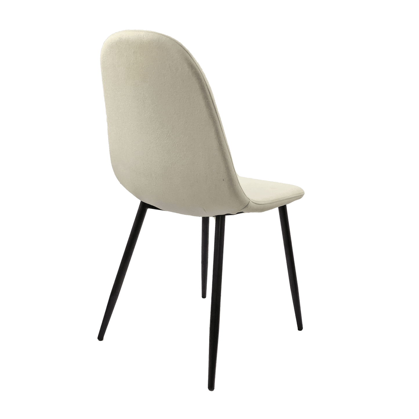 Modern Linen Fabric Dining Chairs Set Of 4 With Spoon Shape Design And Black Metal Legs For Kitchen And Dining Room - Beige Accent Chairs