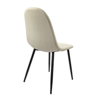 Modern Linen Fabric Dining Chairs Set Of 4 With Spoon Shape Design And Black Metal Legs For Kitchen And Dining Room - Beige Accent Chairs