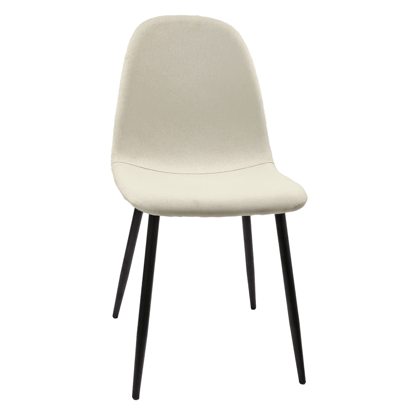 Modern Linen Fabric Dining Chairs Set Of 4 With Spoon Shape Design And Black Metal Legs For Kitchen And Dining Room - Beige Accent Chairs