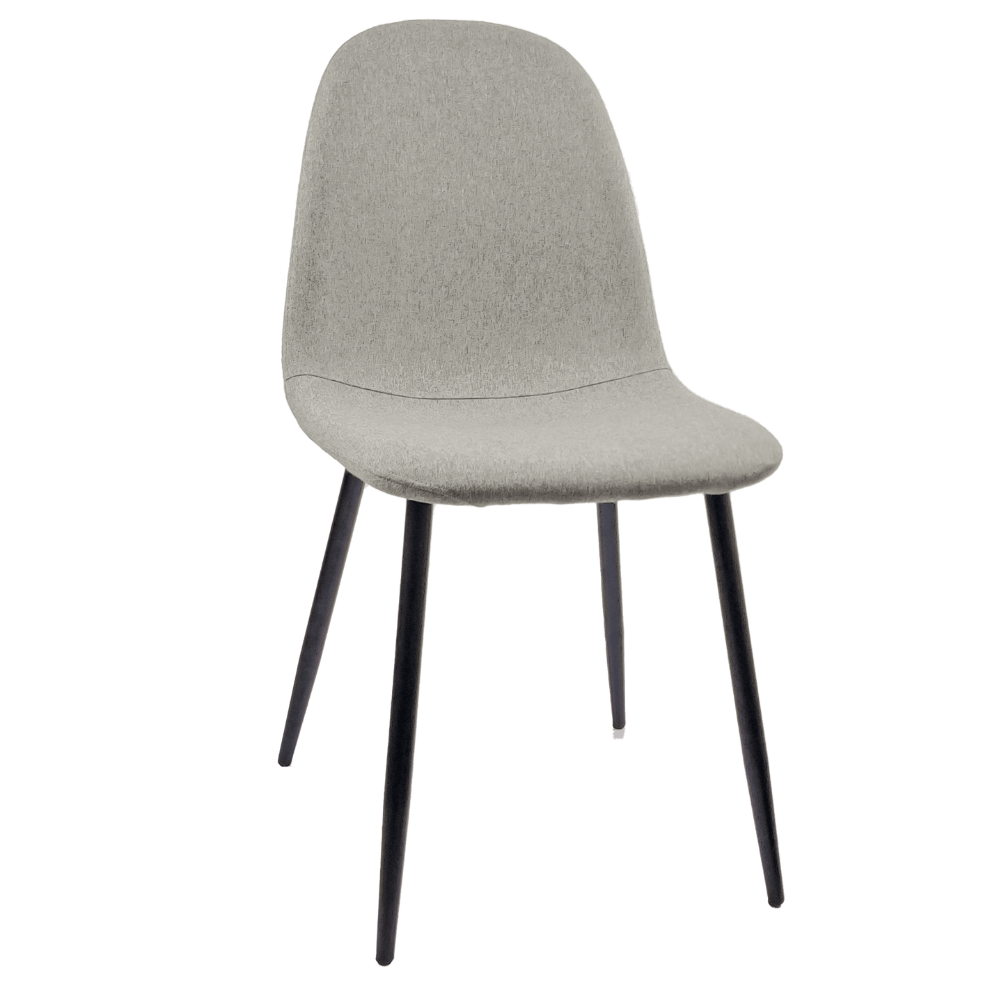 Modern Linen Fabric Dining Chairs Set Of 4 With Spoon Shape Design And Black Metal Legs For Kitchen And Dining Room - Beige Accent Chairs