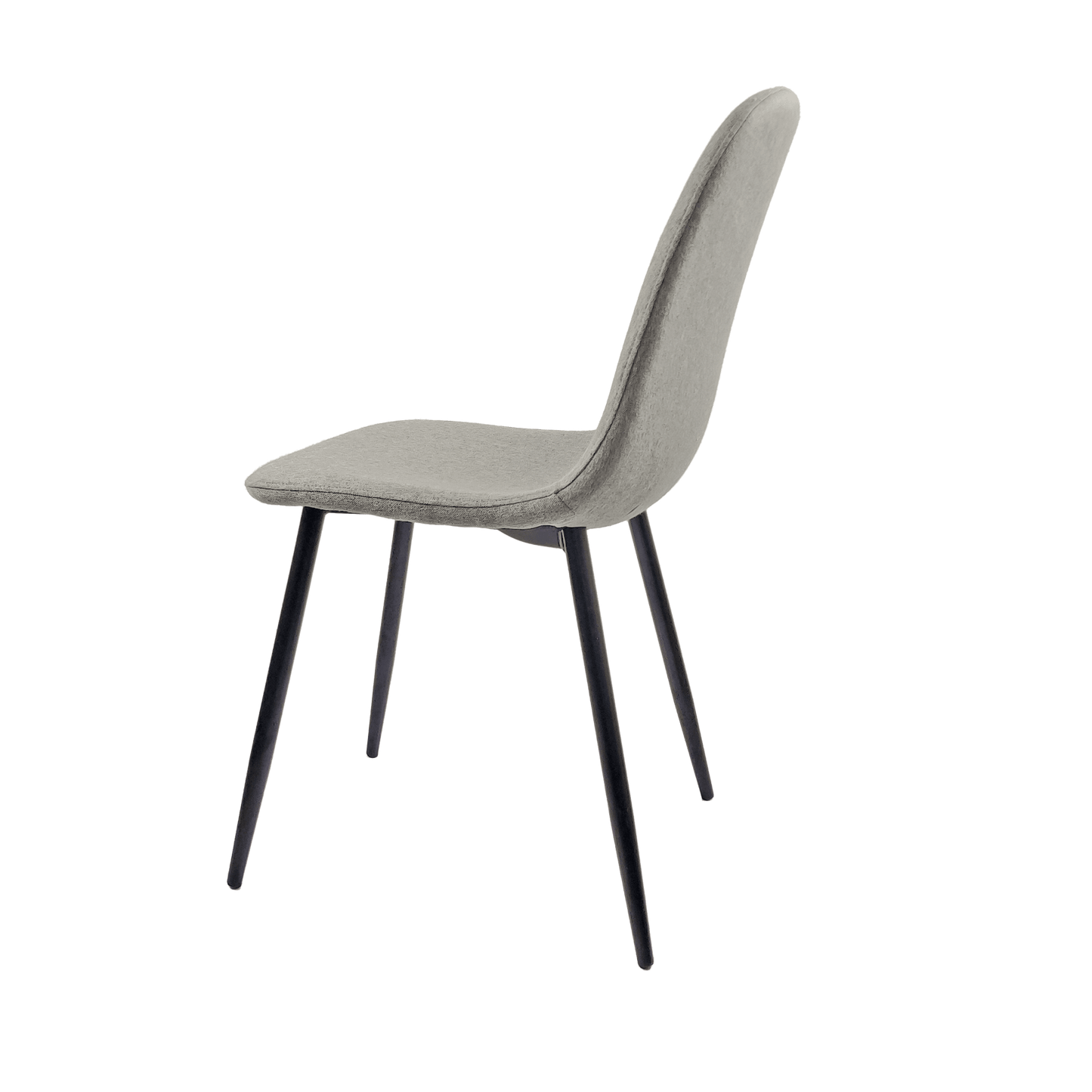 Modern Linen Fabric Dining Chairs Set Of 4 With Spoon Shape Design And Black Metal Legs For Kitchen And Dining Room - Beige Accent Chairs