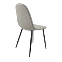 Modern Linen Fabric Dining Chairs Set Of 4 With Spoon Shape Design And Black Metal Legs For Kitchen And Dining Room - Beige Accent Chairs