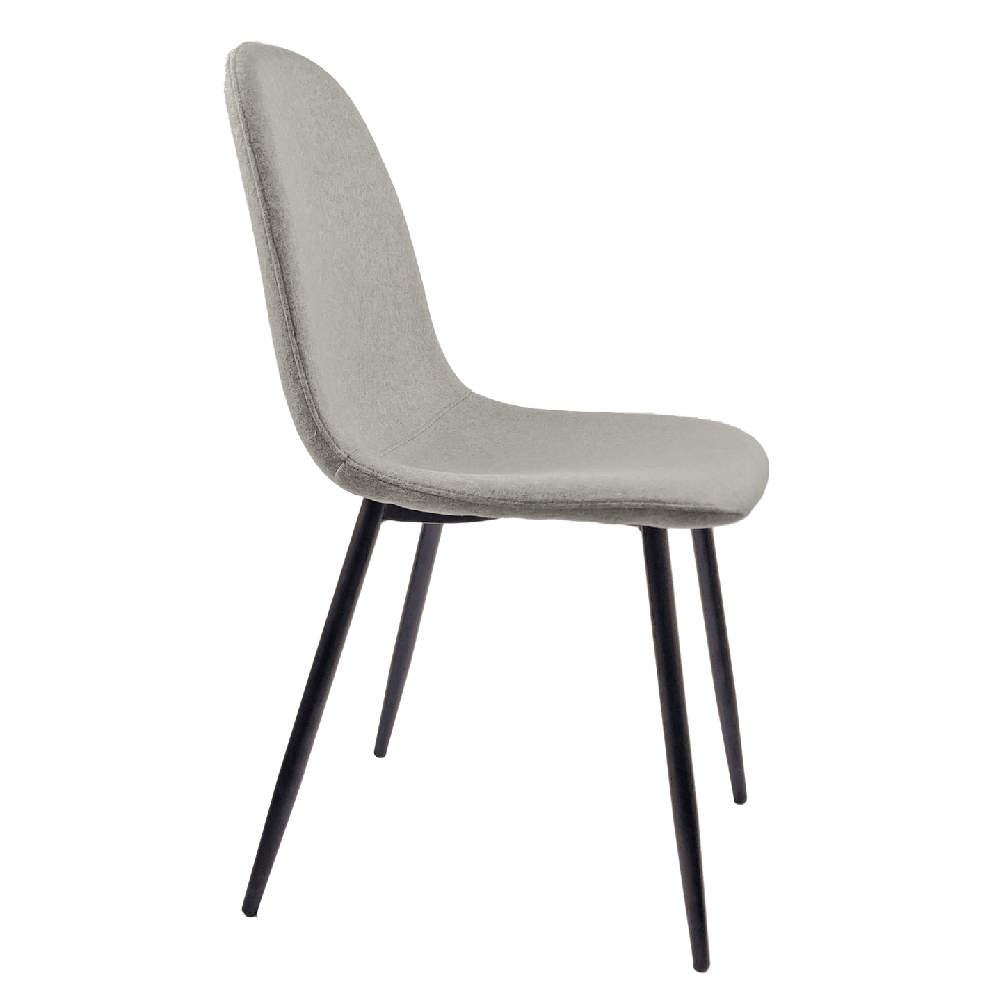 Modern Linen Fabric Dining Chairs Set Of 4 With Spoon Shape Design And Black Metal Legs For Kitchen And Dining Room - Beige Accent Chairs