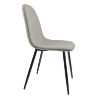 Modern Linen Fabric Dining Chairs Set Of 4 With Spoon Shape Design And Black Metal Legs For Kitchen And Dining Room - Beige Accent Chairs