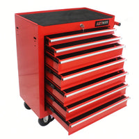 Multifunctional 7 Drawer Tool Cart With Wheels For Easy Mobility And Storage Red