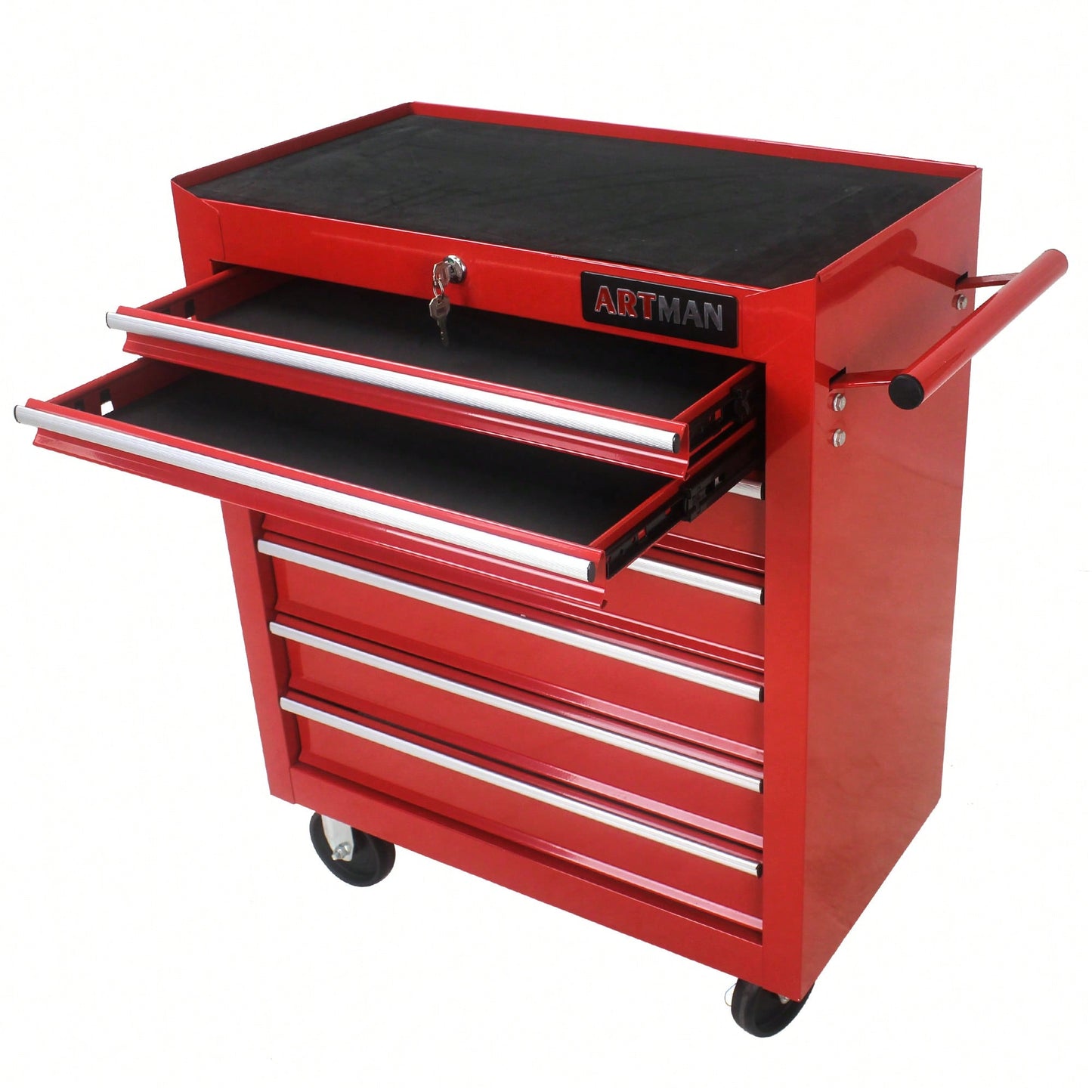 Multifunctional 7 Drawer Tool Cart With Wheels For Easy Mobility And Storage Red