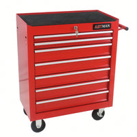 Multifunctional 7 Drawer Tool Cart With Wheels For Easy Mobility And Storage Red