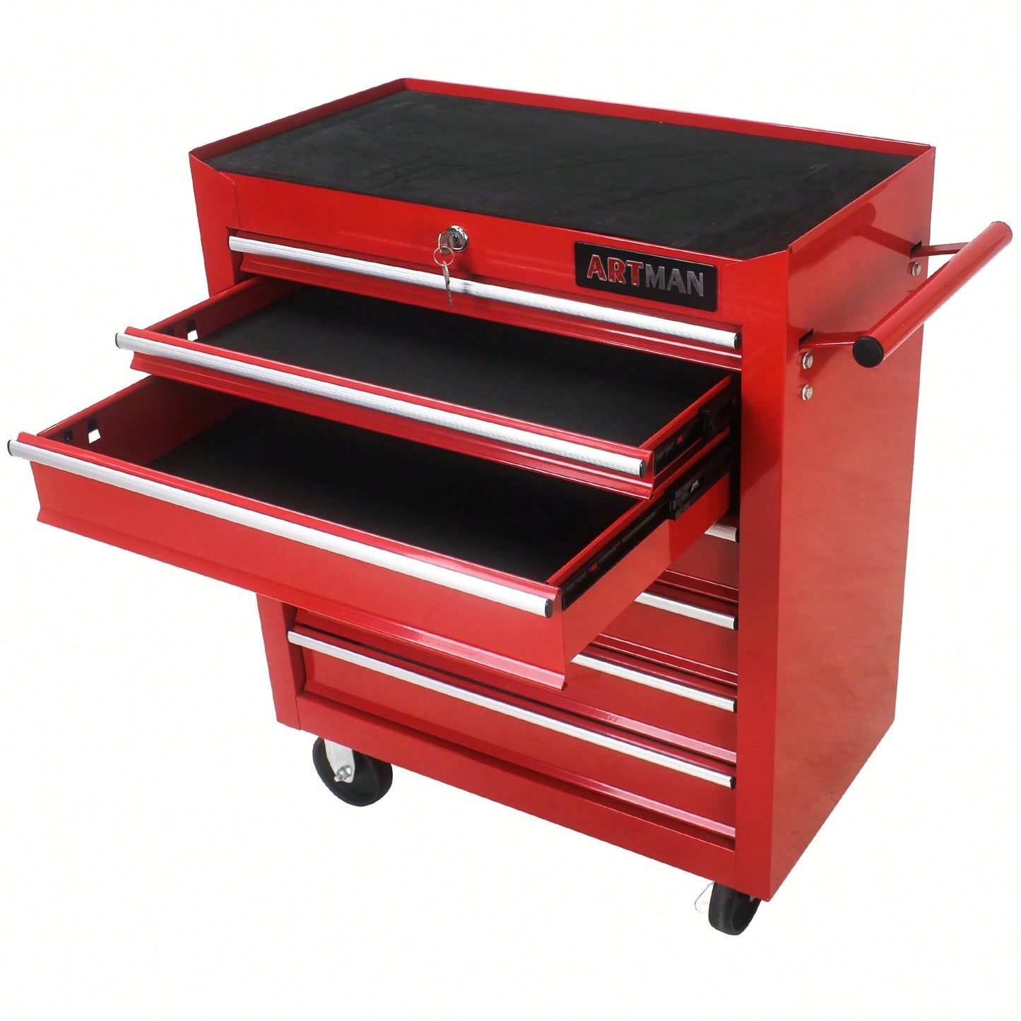 Multifunctional 7 Drawer Tool Cart With Wheels For Easy Mobility And Storage Red