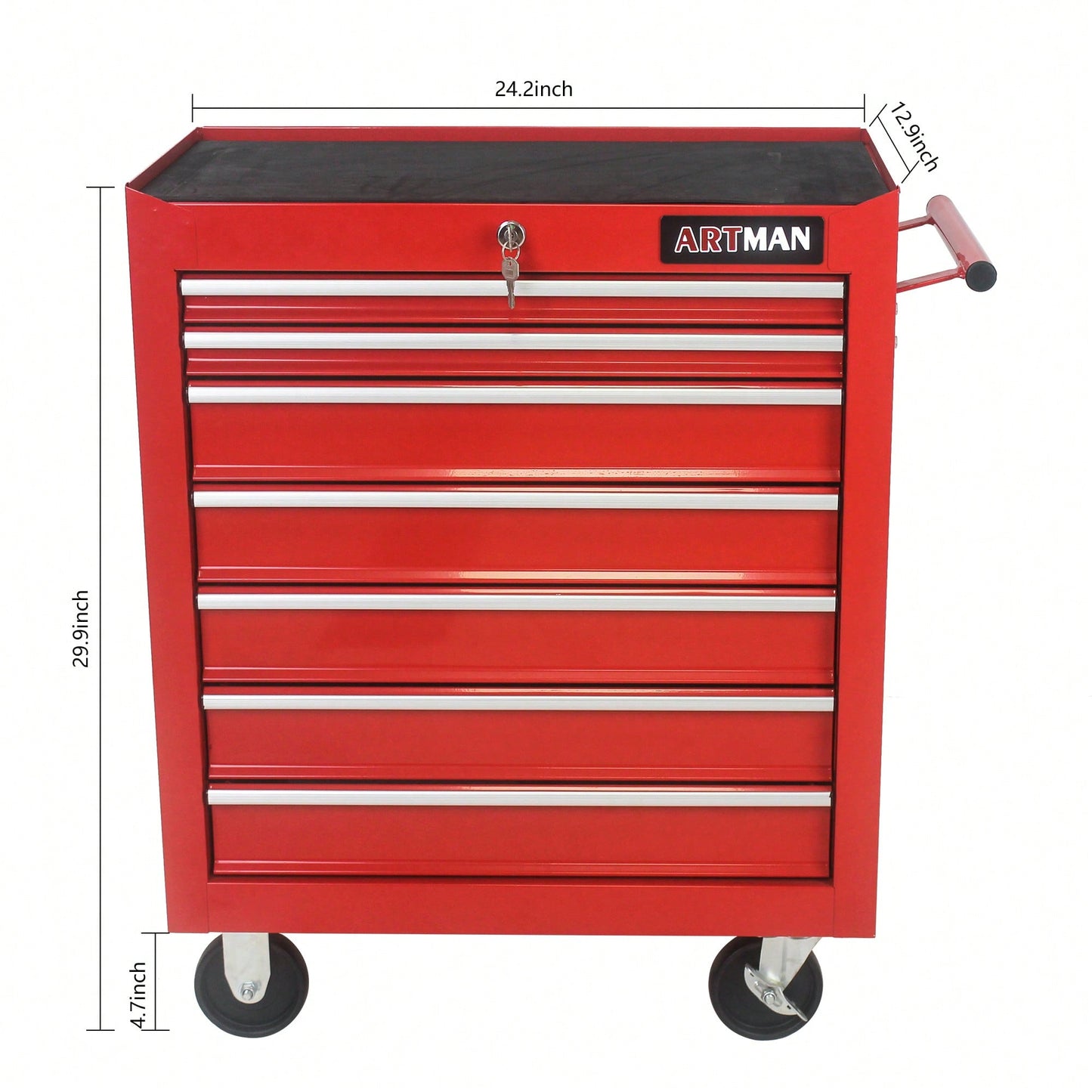 Multifunctional 7 Drawer Tool Cart With Wheels For Easy Mobility And Storage Red