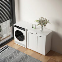 Laundry Cabinet With Dual Removable Liner Bags For Easy Organization And Storage