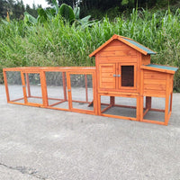 Spacious Outdoor Wooden Chicken Coop With Nesting Box And Wire Fence Poultry Cage For Hens