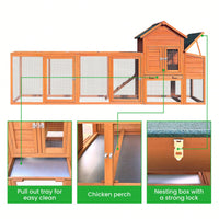 Spacious Outdoor Wooden Chicken Coop With Nesting Box And Wire Fence Poultry Cage For Hens