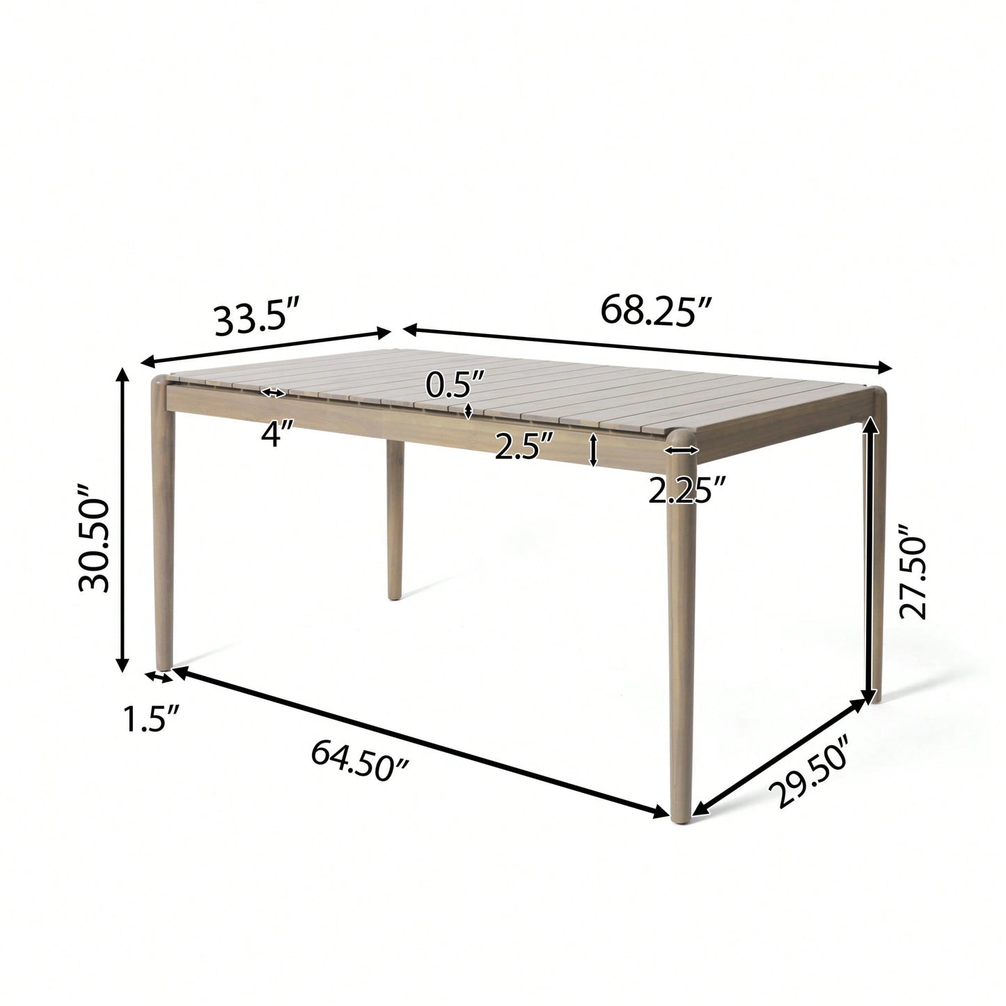Light Ash Dining Table 68.25 Inch Wide Modern Design Perfect For Dining Room Or Kitchen