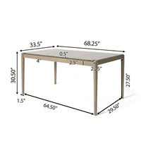 Light Ash Dining Table 68.25 Inch Wide Modern Design Perfect For Dining Room Or Kitchen