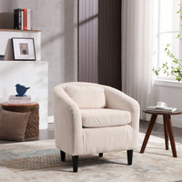 Modern Accent Barrel Chair For Living Room With Thick Cushions And Pillows, Comfy Single Sofa Chair With Wooden Legs In Beige