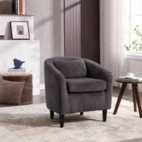 Modern Accent Barrel Chair For Living Room With Thick Cushions And Pillows, Comfy Single Sofa Chair With Wooden Legs In Beige