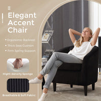 Modern Accent Barrel Chair For Living Room With Thick Cushions And Pillows, Comfy Single Sofa Chair With Wooden Legs In Beige