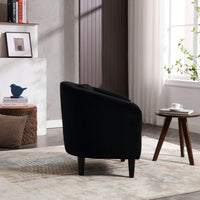 Modern Accent Barrel Chair For Living Room With Thick Cushions And Pillows, Comfy Single Sofa Chair With Wooden Legs In Beige