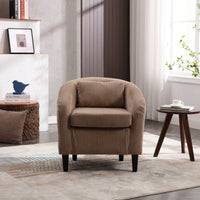 Modern Accent Barrel Chair For Living Room With Thick Cushions And Pillows, Comfy Single Sofa Chair With Wooden Legs In Beige