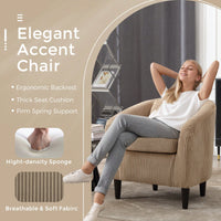 Modern Accent Barrel Chair For Living Room With Thick Cushions And Pillows, Comfy Single Sofa Chair With Wooden Legs In Beige