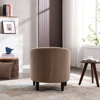 Modern Accent Barrel Chair For Living Room With Thick Cushions And Pillows, Comfy Single Sofa Chair With Wooden Legs In Beige