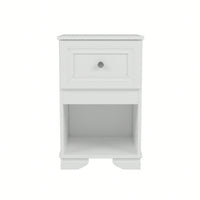 Elegant Retro Nightstand With Drawer And Open Shelf For Bedroom Classic Design In White With Metal Handle