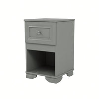 Elegant Retro Nightstand With Drawer And Open Shelf For Bedroom Classic Design In White With Metal Handle