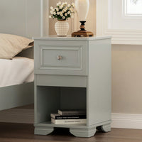 Elegant Retro Nightstand With Drawer And Open Shelf For Bedroom Classic Design In White With Metal Handle