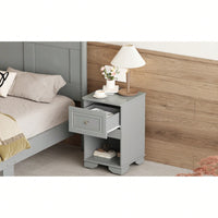 Elegant Retro Nightstand With Drawer And Open Shelf For Bedroom Classic Design In White With Metal Handle