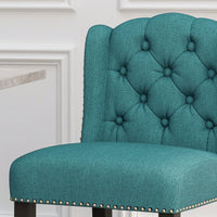 Fabric Tufted Wingback Counter Stools Set Of 2 For Kitchen Or Bar Charcoal And Dark Brown