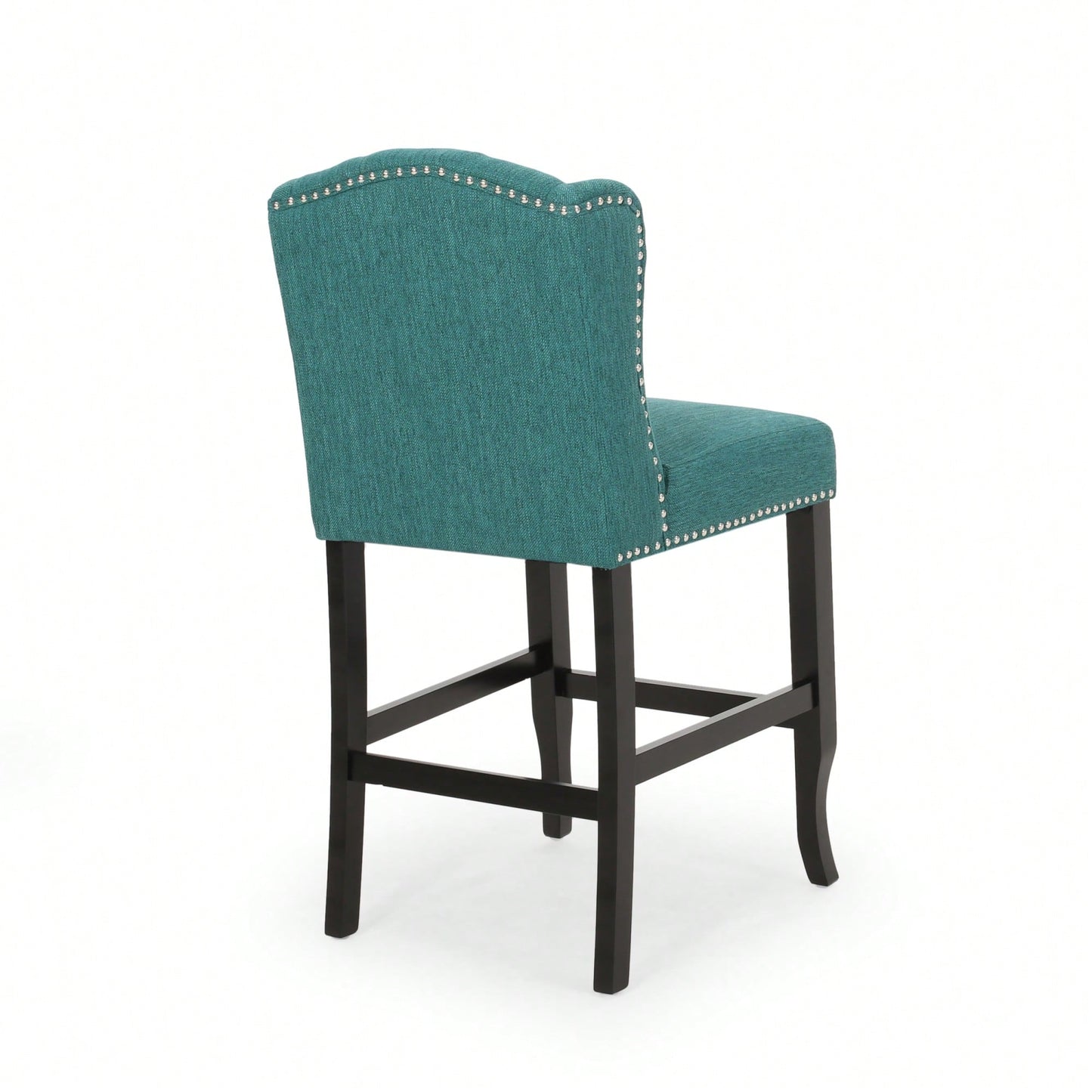 Fabric Tufted Wingback Counter Stools Set Of 2 For Kitchen Or Bar Charcoal And Dark Brown