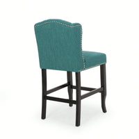 Fabric Tufted Wingback Counter Stools Set Of 2 For Kitchen Or Bar Charcoal And Dark Brown
