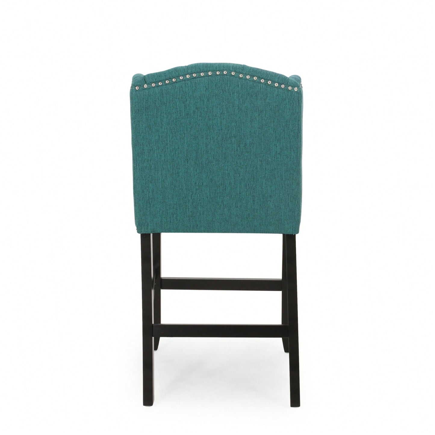 Fabric Tufted Wingback Counter Stools Set Of 2 For Kitchen Or Bar Charcoal And Dark Brown