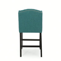 Fabric Tufted Wingback Counter Stools Set Of 2 For Kitchen Or Bar Charcoal And Dark Brown