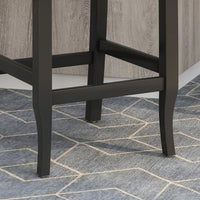 Fabric Tufted Wingback Counter Stools Set Of 2 For Kitchen Or Bar Charcoal And Dark Brown