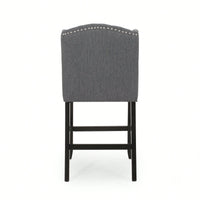 Fabric Tufted Wingback Counter Stools Set Of 2 For Kitchen Or Bar Charcoal And Dark Brown