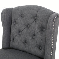 Fabric Tufted Wingback Counter Stools Set Of 2 For Kitchen Or Bar Charcoal And Dark Brown