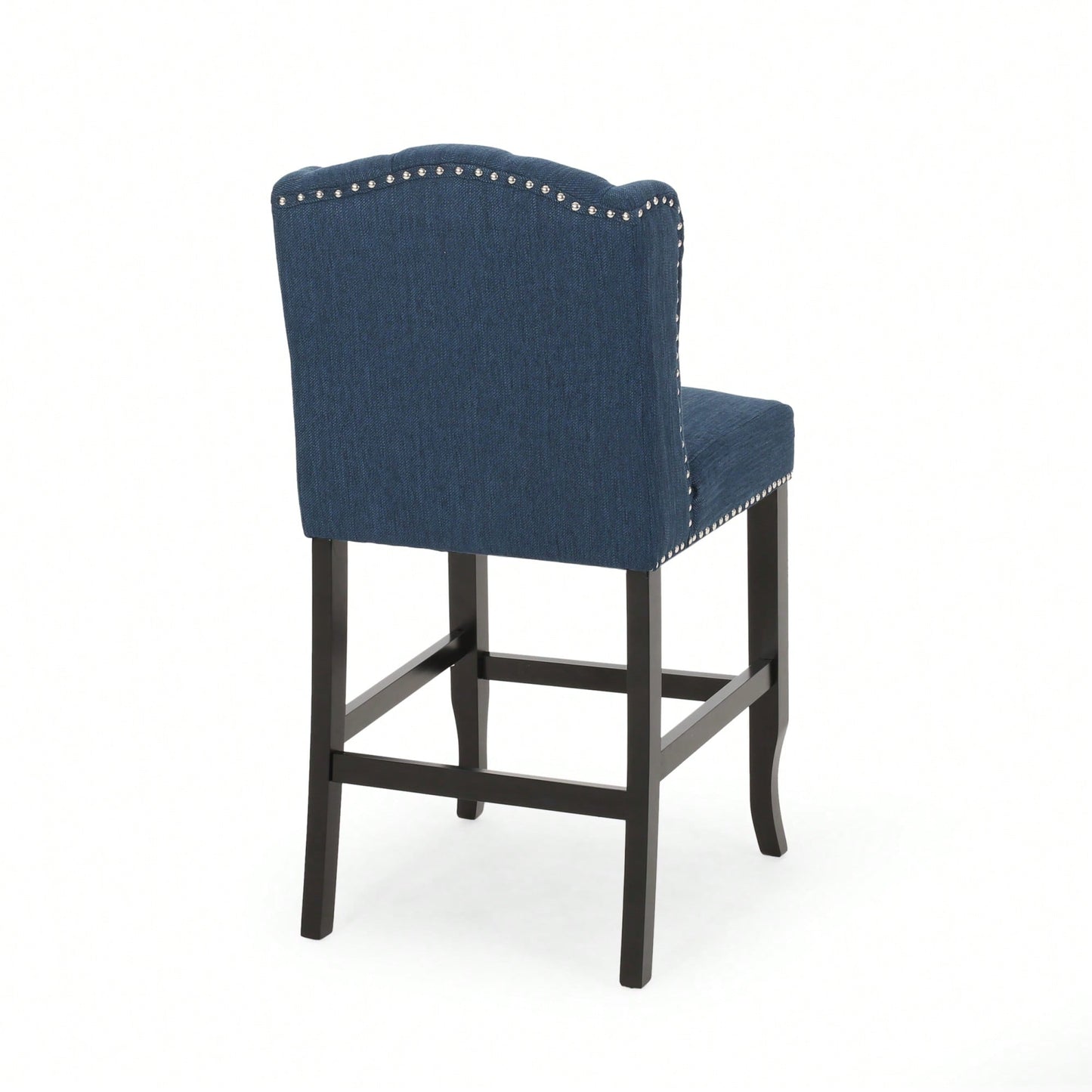 Fabric Tufted Wingback Counter Stools Set Of 2 For Kitchen Or Bar Charcoal And Dark Brown