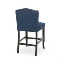 Fabric Tufted Wingback Counter Stools Set Of 2 For Kitchen Or Bar Charcoal And Dark Brown