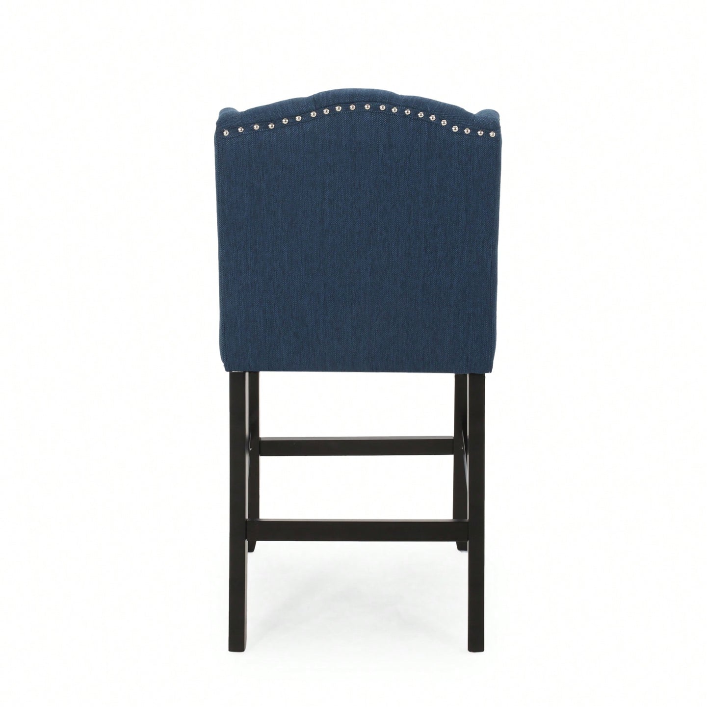 Fabric Tufted Wingback Counter Stools Set Of 2 For Kitchen Or Bar Charcoal And Dark Brown