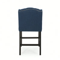Fabric Tufted Wingback Counter Stools Set Of 2 For Kitchen Or Bar Charcoal And Dark Brown