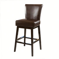 30.25 Inch High Brown Swivel Bar Stool For Kitchen Dining Room Counter Seating
